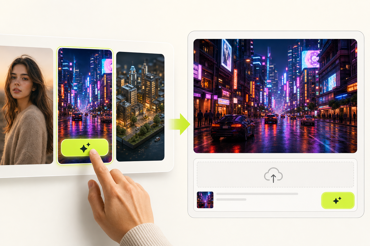 Apply an example prompt for a CG city tour photo