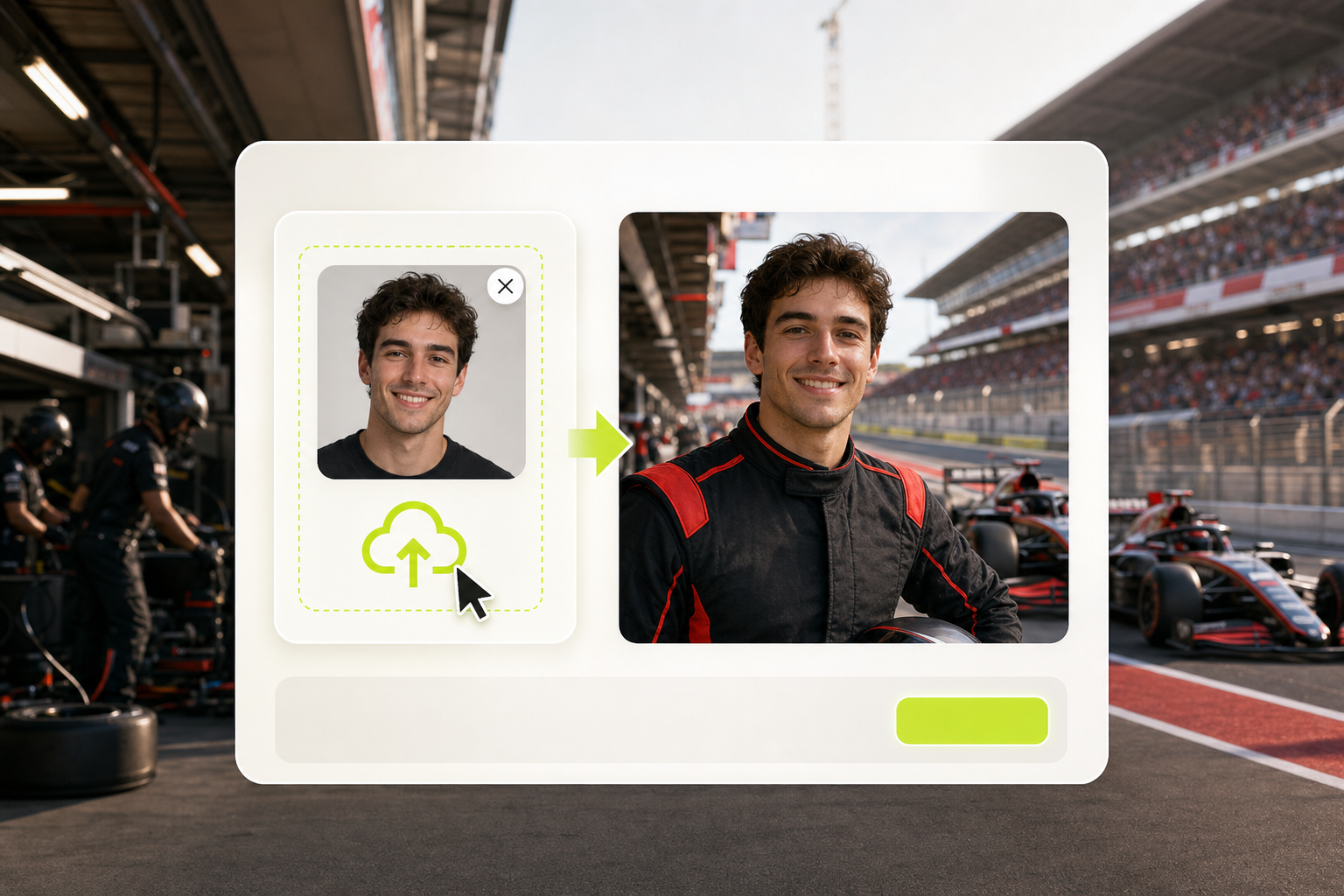 Upload a face for a F1 fan cam photo
