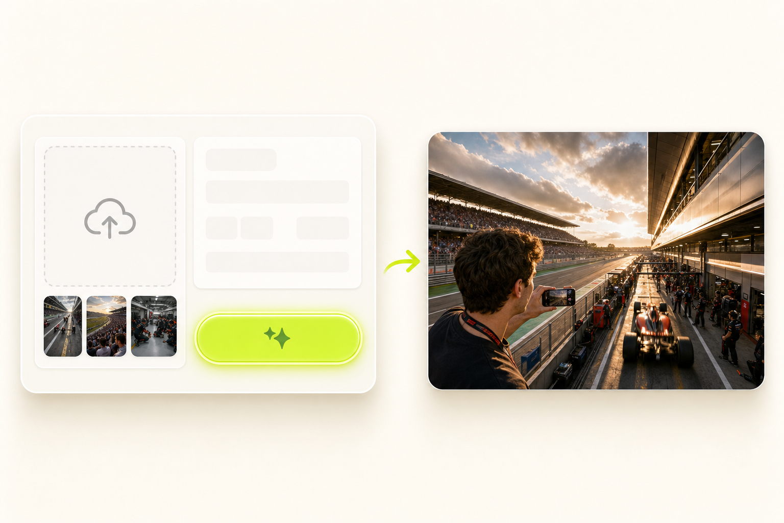 Generate the final F1 fan cam photo
