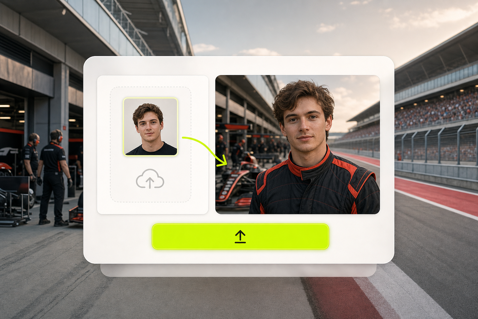 Upload a face for a F1 fan cam video