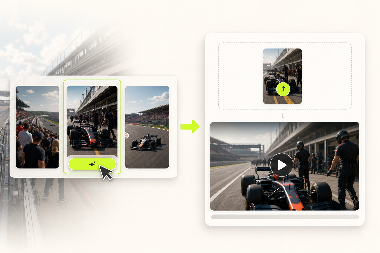 Apply an example prompt for a F1 fan cam video