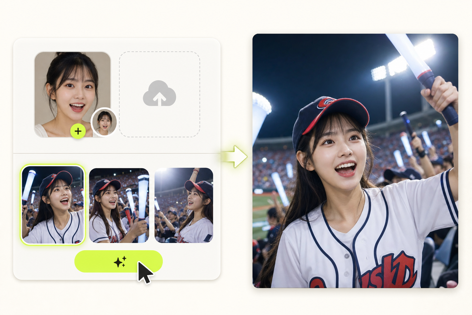 Face swap into the final Korean baseball fan cam photo