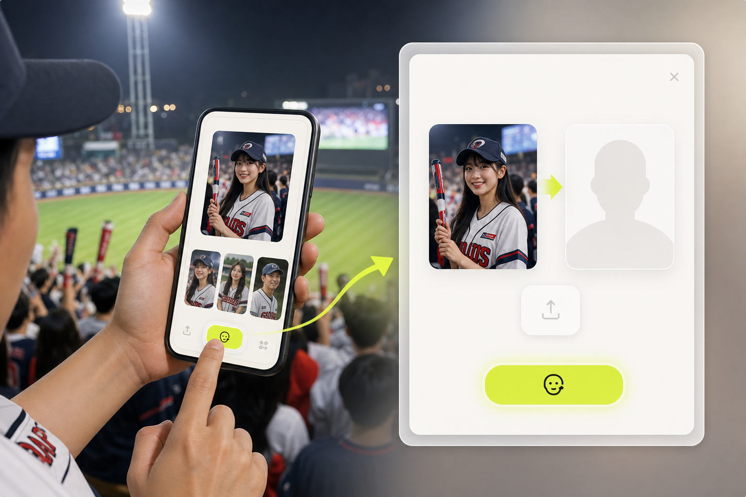 Open Face Swap for a Korean baseball fan cam video
