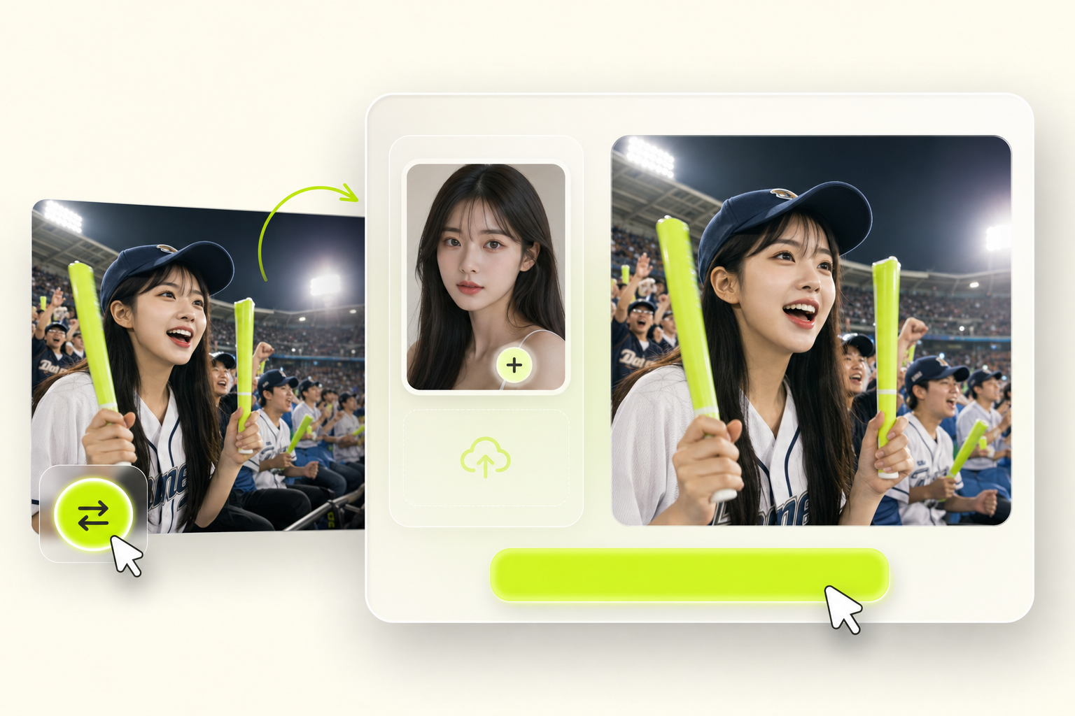 Upload a face for a Korean baseball fan cam video