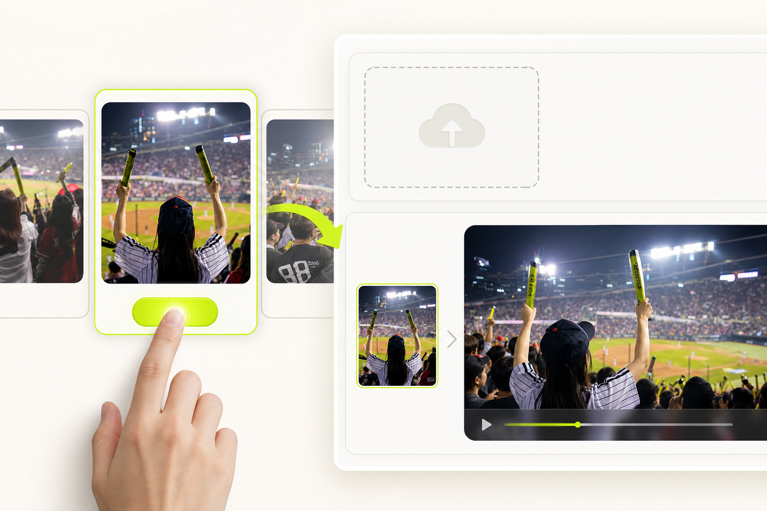 Apply an example prompt for a Korean baseball fan cam video