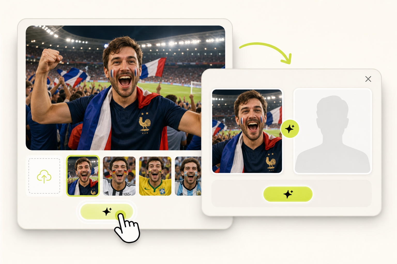 Open Face Swap for a World Cup fan cam photo