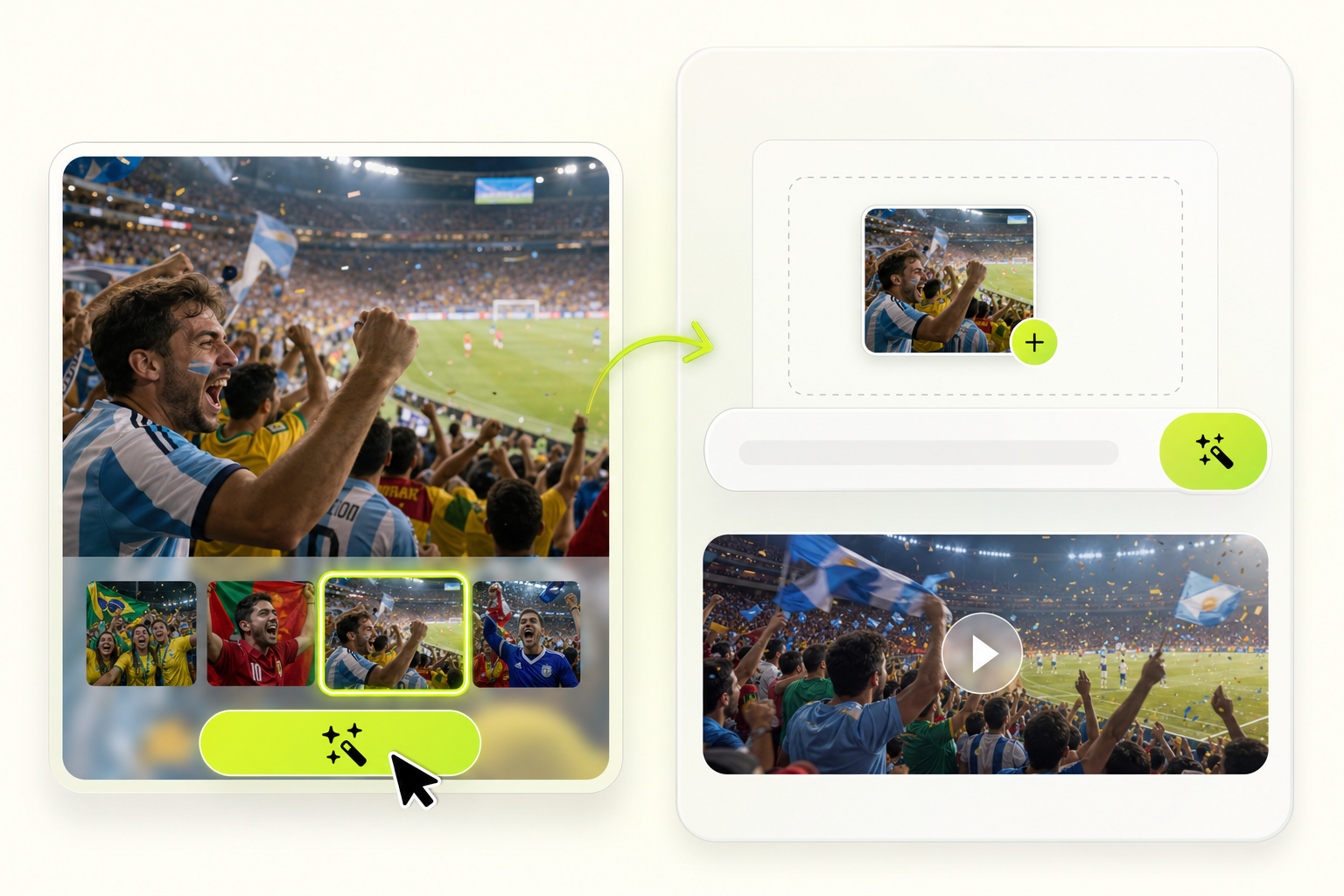 Apply an example prompt for a World Cup fan cam video